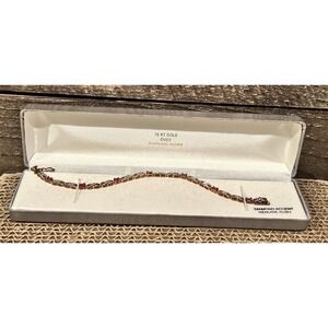 18K Yellow Gold  over Sterling Silver Diamond and Ruby‎ Designer Bracelet